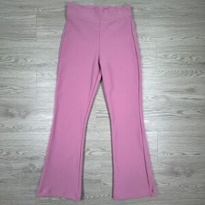 Zara Women's Pants High‎ Waisted Flare Leg Textured Knit Pink Size Medium